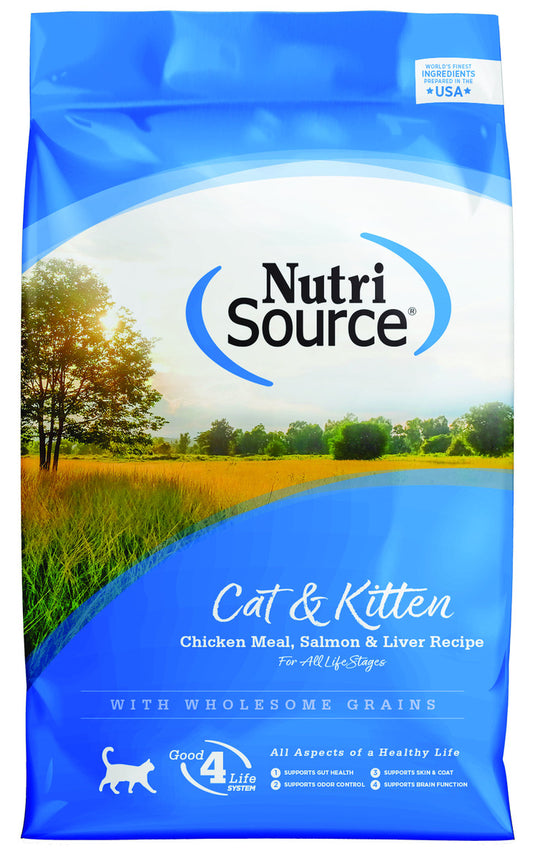 NutriSource Chicken, Salmon and Liver with Wholesome Grains Dry Cat Food - 16LB