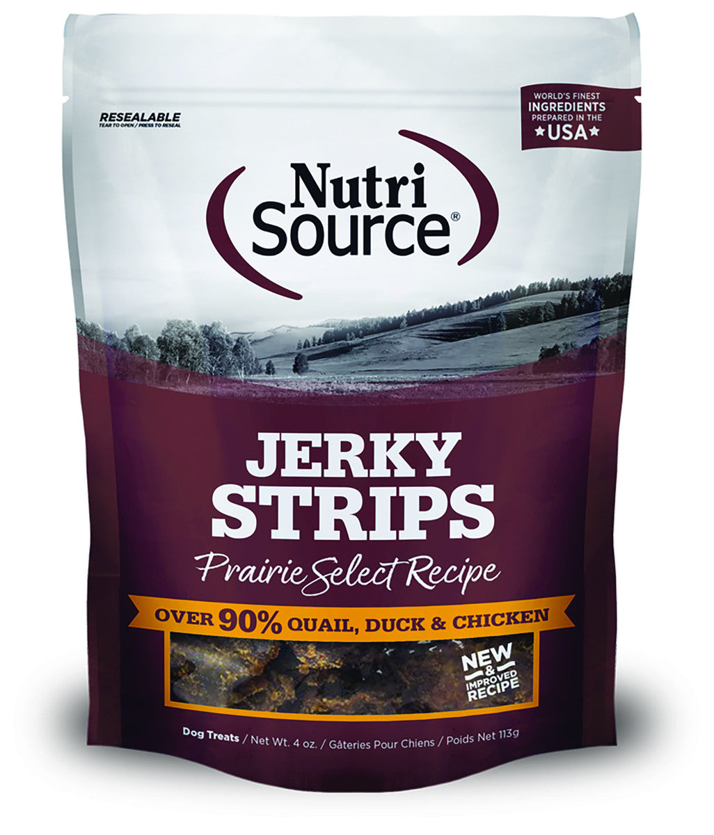 NutriSource Prairie Select Quail, Duck & Chicken Jerky Strips Dog Treats - 4 Oz