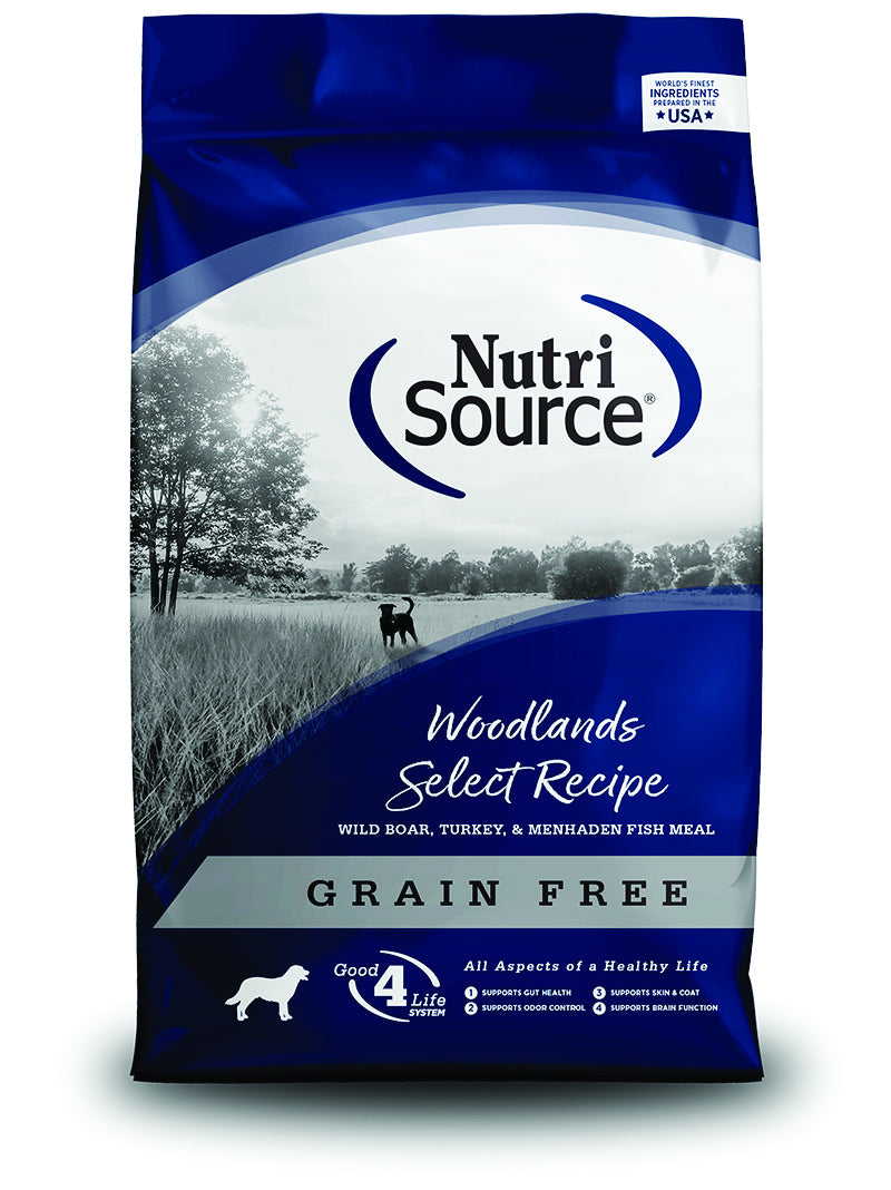 NutriSource Woodlands Select Grain-Free Wild Boar, Turkey and Menhaden Fish Meal Dry Dog Food - 5LB