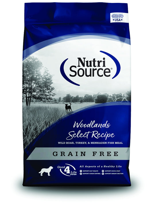 NutriSource Woodlands Select Grain-Free Wild Boar, Turkey and Menhaden Fish Meal Dry Dog Food - 5LB