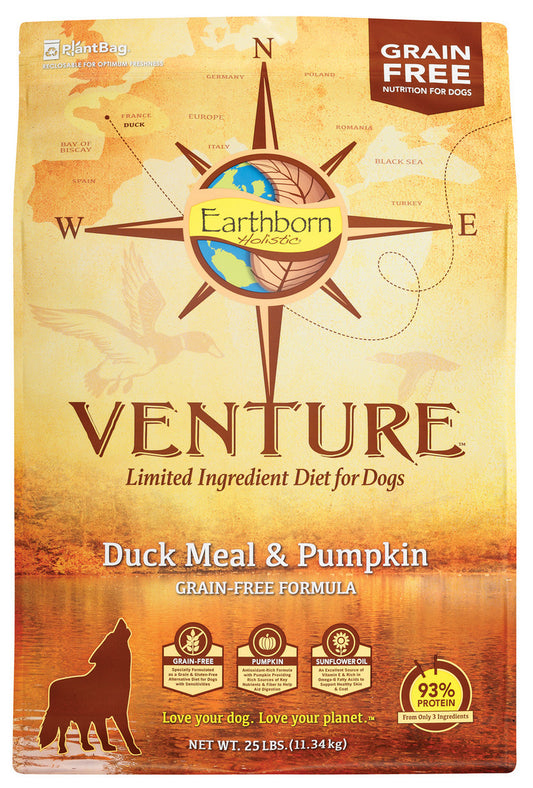 Earthborn Holistic Venture Duck Meal & Pumpkin Dry Dog Food - 25 lbs