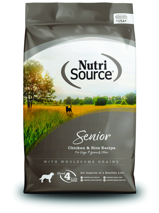 NutriSource Senior Made with Chicken Meal and Rice with Wholesome Grains Dry Dog Food - 15LB