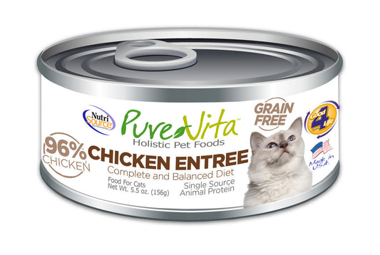 NutriSource PureVita Grain Free 96% Chicken Liver Entree Canned Cat Food-5.5 oz- Pack of 12