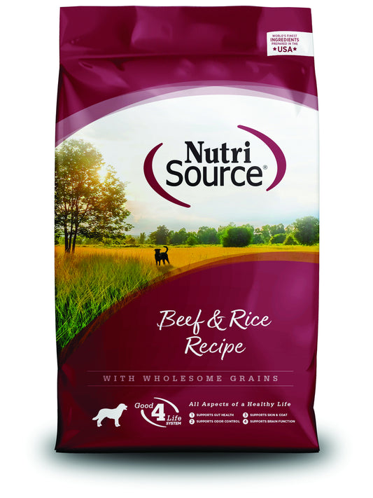 NutriSource Made with Beef and Brown Rice with Wholesome Grains Dry Dog Food - 5LB