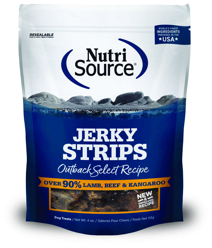 NutriSource Outback Select Lamb, Beef & Kangaroo Jerky Strips Dog Treats - 4 Oz