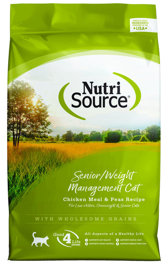 NutriSource Chicken & Peas Senior Weight Management Dry Cat Food - 16LB