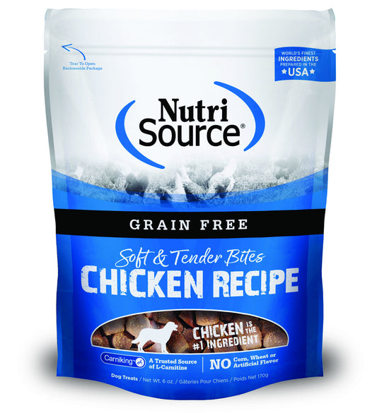 NutriSource Grain Free Soft & Tender Bites Chicken Recipe Dog Treats - 6 Oz