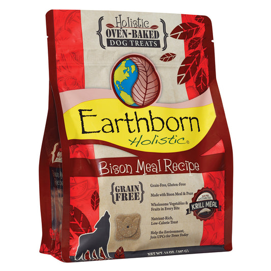 Earthborn Holistic Bison Meal Recipe Grain-Free Oven Baked Biscuits Dog Treats - 14 oz