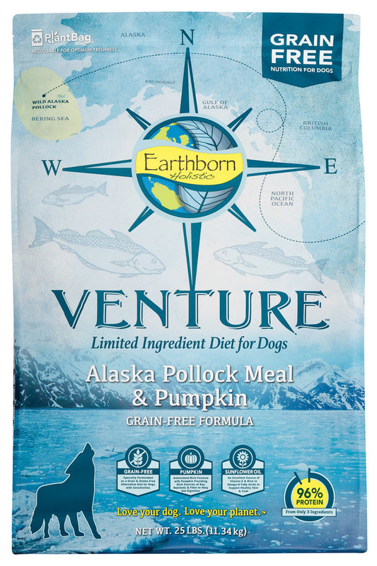 Earthborn Holistic Venture Alaska Pollock Meal & Pumpkin Dry Dog Food - 25 lbs