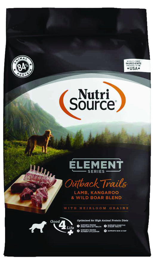 NutriSource Element Series Outback Trails Lamb, Kangaroo & Wild Board with Heirloom Grains Dog Food - 24LB