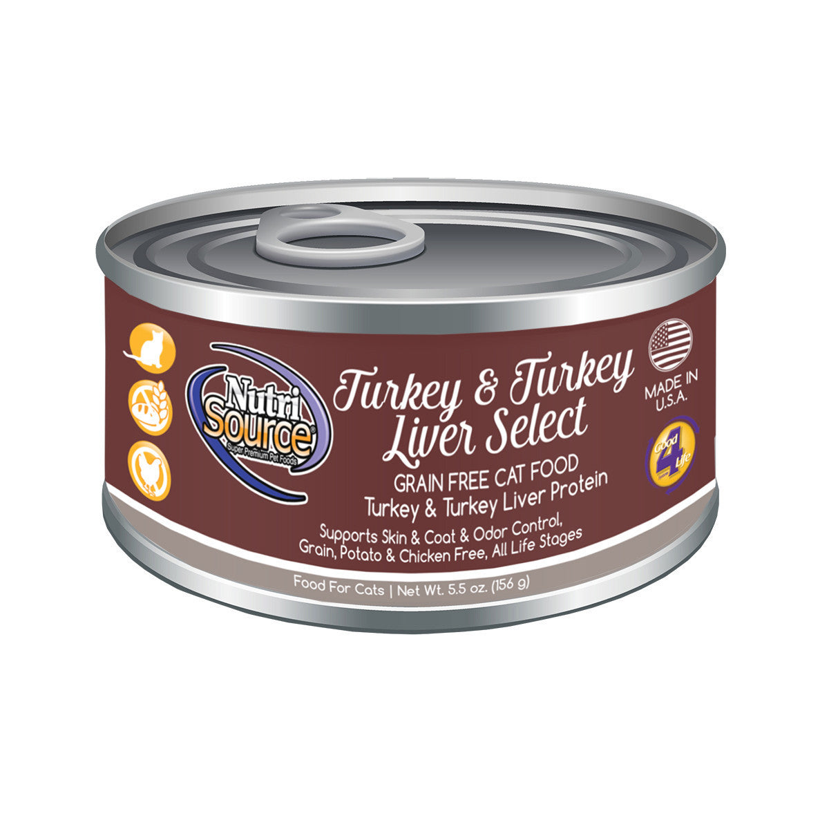 NutriSource Grain Free Turkey & Turkey Liver Select Canned Cat Food - 5.5 oz (Pack of 12)