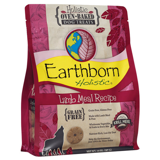 Earthborn Holistic Lamb Meal Recipe Grain-Free Oven Baked Biscuits Dog Treats -14 oz