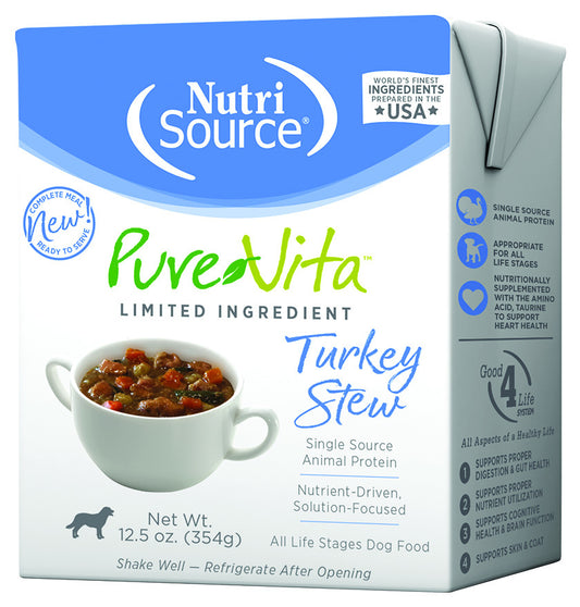 PureVita Grain Inclusive Turkey Stew Tetra Pak Wet Dog Food - 12.5 oz