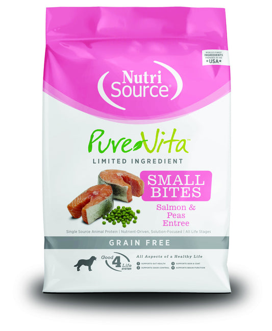 NutriSource PureVita Grain Free Small Bites Salmon and Peas Entree Dry Dog Food - 5 lbs