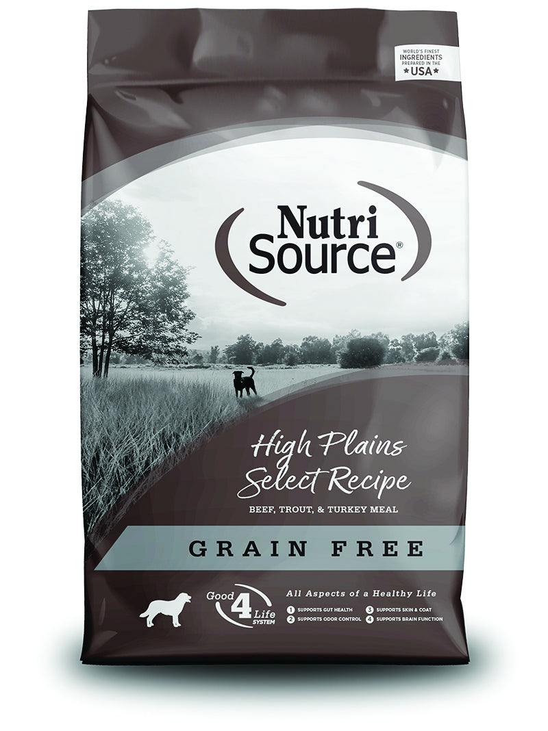 NutriSource High Plains Select Grain-Free Made with Beef, Trout and Turkey Meal Dry Dog Food - 5LB