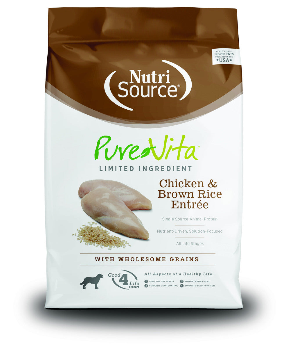 NutriSource PureVita Chicken and Brown Rice Entree with Wholesome Grains Dry Dog Food-5 lbs