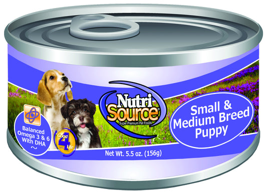 NutriSource Small & Medium Breed Puppy Formula Canned Dog Food  - 5.5 oz- Pack of 12