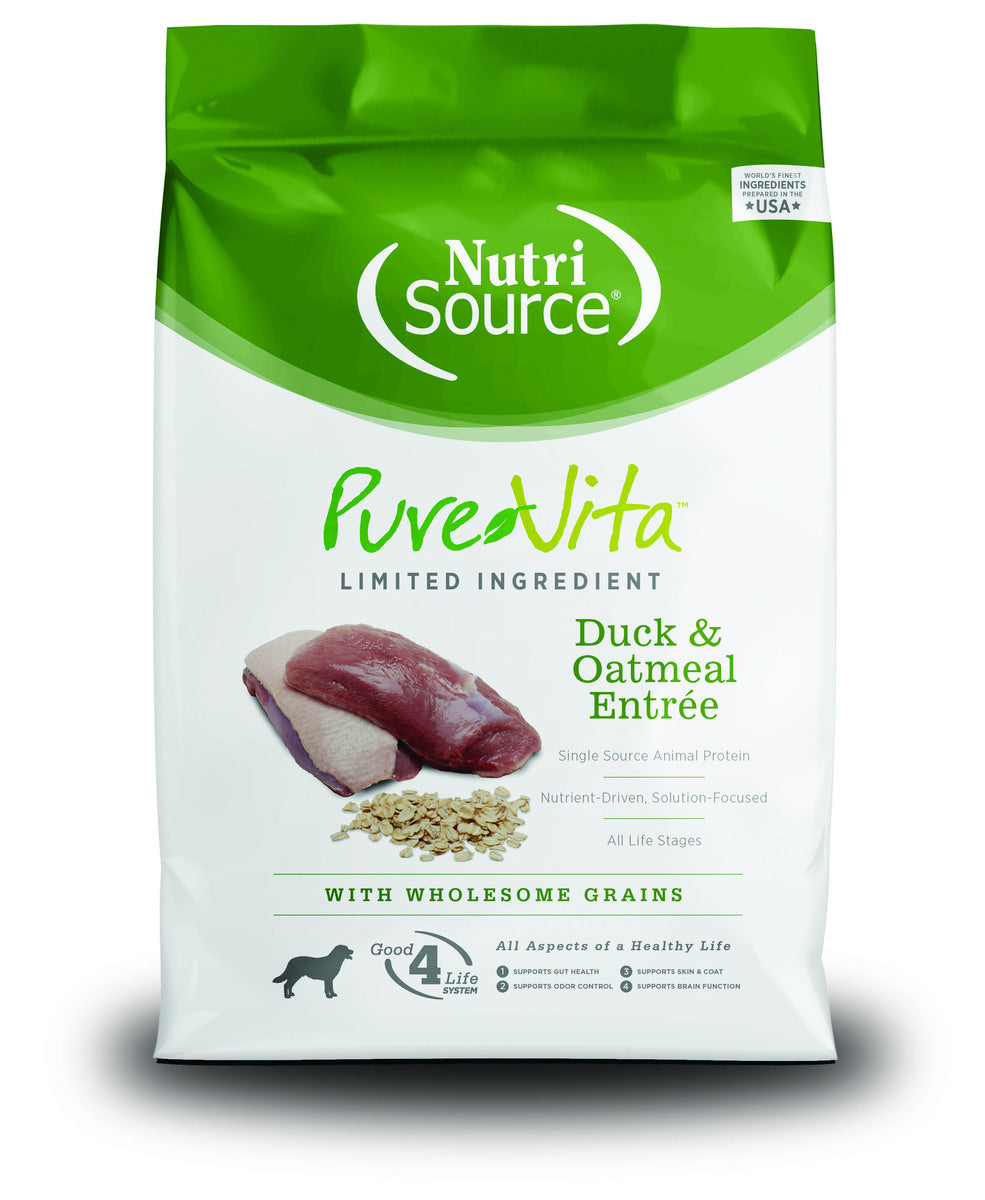 NutriSource PureVita Duck And Oatmeal Entree with Wholesome Grains Dry Dog Food - 15 lbs