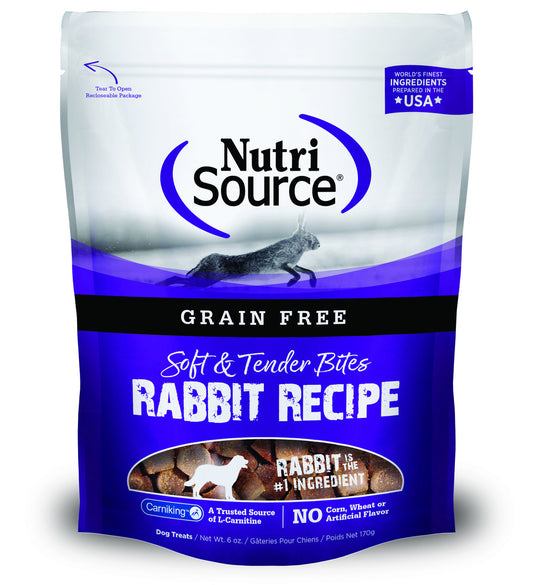 NutriSource Grain Free Soft & Tender Bites Rabbit Recipe Dog Treats - 6 Oz