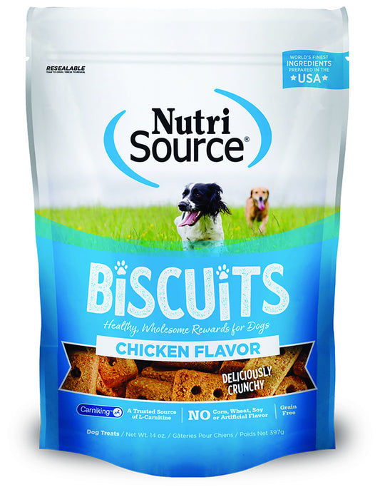 NutriSource Grain Free Chicken Biscuit Crunchy Dog Treats - 14 Oz