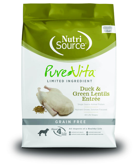 NutriSource PureVita Grain Free Duck & Green Lentils Entree Dry Dog Food - 25 lbs