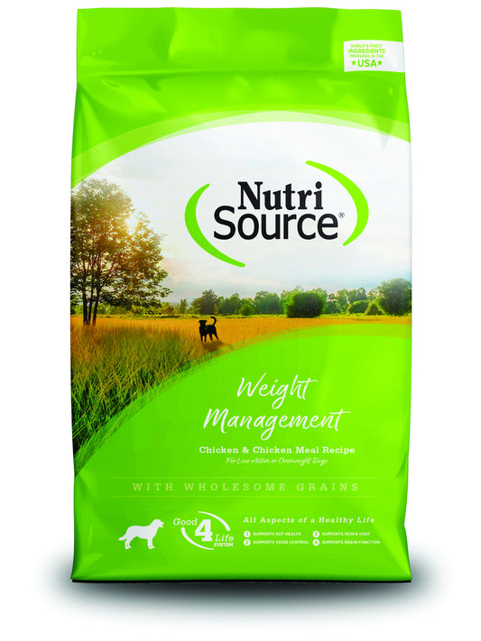 NutriSource Weight Management Chicken & Chicken Meal Dry Dog Food - 26LB