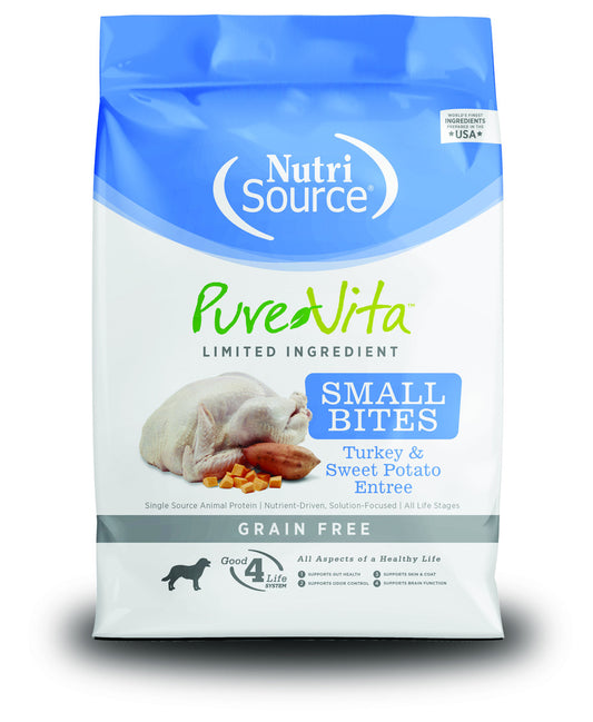 NutriSource PureVita Grain Free Small Bites Turkey and Sweet Potato Entree Dry Dog Food - 5 lbs