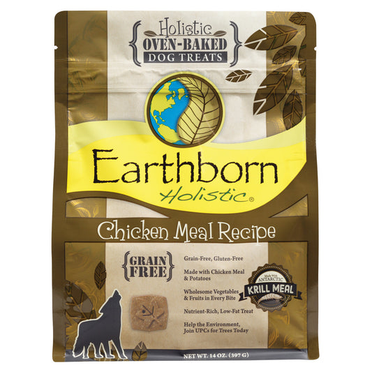 Earthborn Holistic Chicken Meal Recipe Grain-Free Oven Baked Biscuits Dog Treats - 14 oz