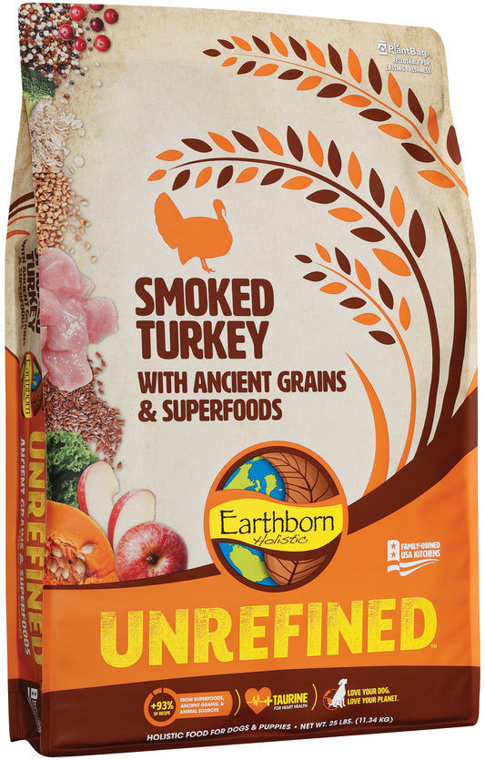 Earthborn Holistic Unrefined Smoked Turkey with Ancient Grains & Superfoods Dry Dog Food - 25 lbs