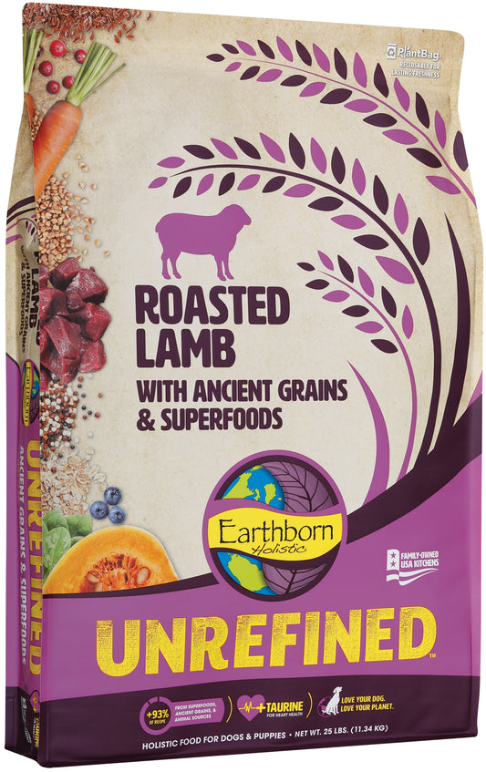 Earthborn Holistic Unrefined Roasted Lamb with Ancient Grains & Superfoods Dry Dog Food - 25 lbs