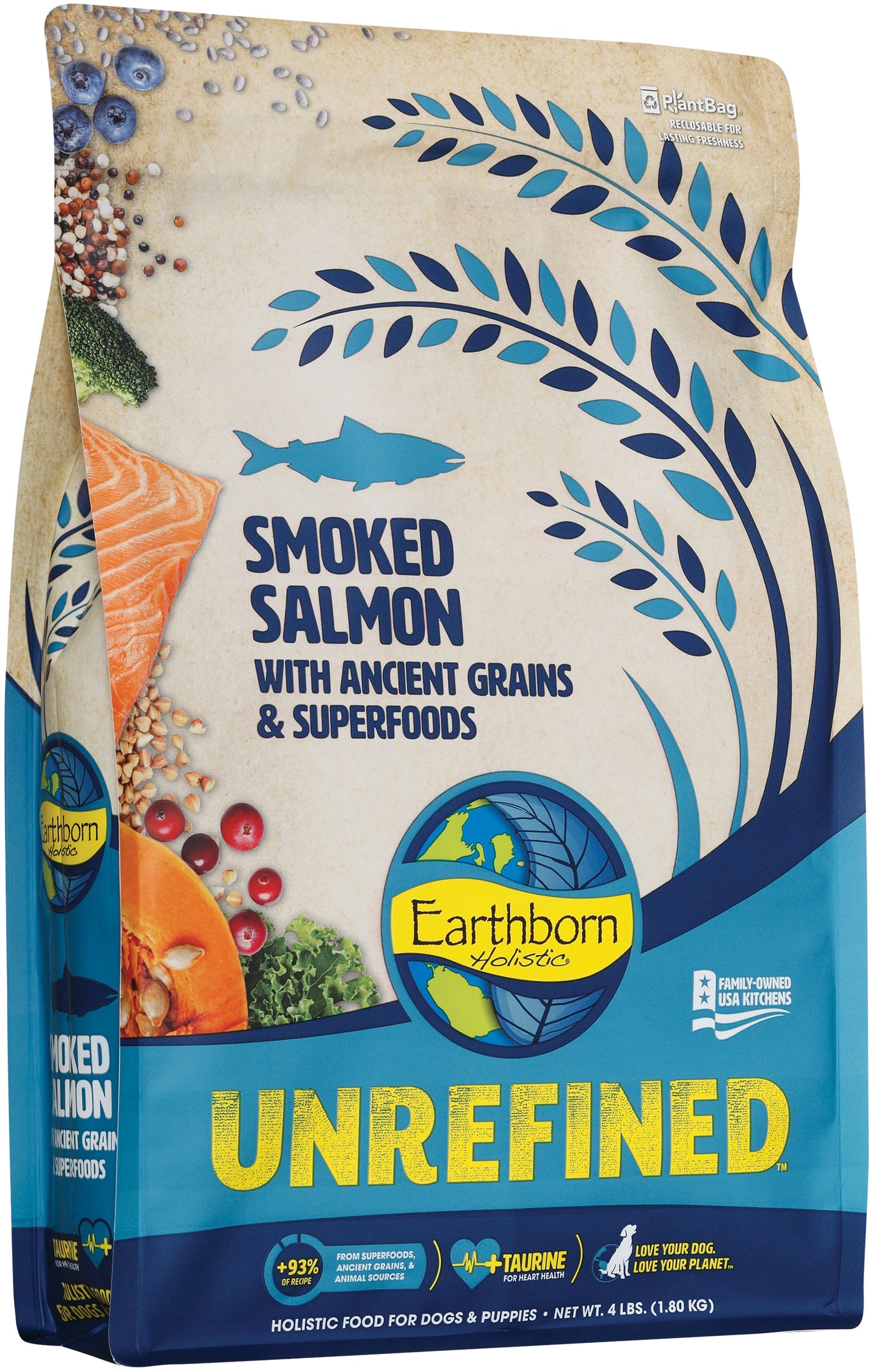 Earthborn Holistic Unrefined Smoked Salmon with Ancient Grains & Superfoods Dry Dog Food - 4 lbs