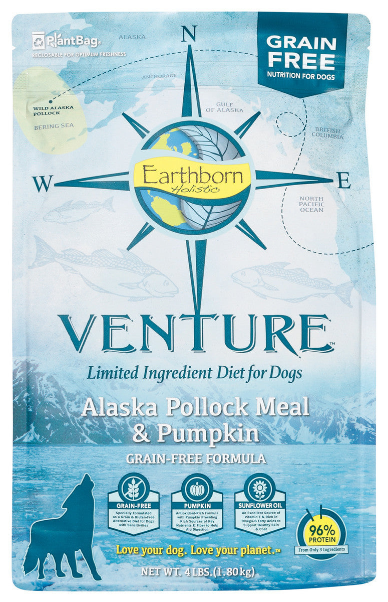 Earthborn Holistic Venture Alaska Pollock Meal & Pumpkin Dry Dog Food - 4 lbs