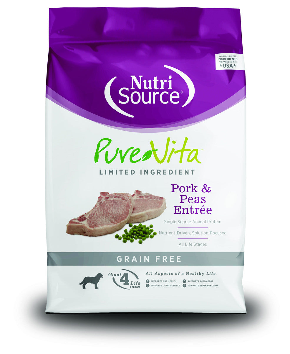 NutriSource PureVita Grain Free Pork & Peas Entree Dry Dog Food - 25 lbs