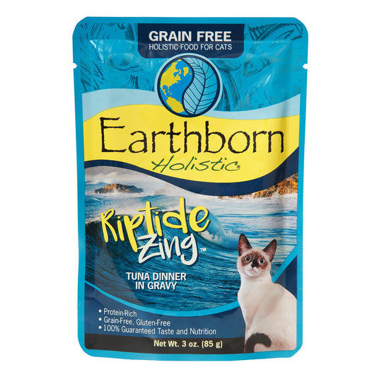 Earthborn Holistic Riptide Zing with Tuna & Gravy Grain-Free Wet Cat Food Pouches - (3 oz) Pack of 24