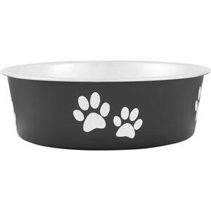Loving Pets Stainless Steel & Espresso Dish with Rubber Base- Medium