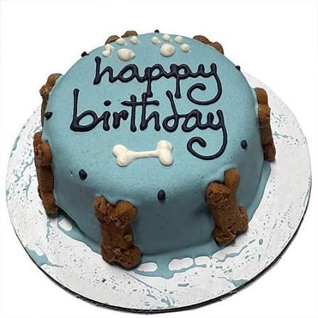 Blue Happy Birthday Dog Cake