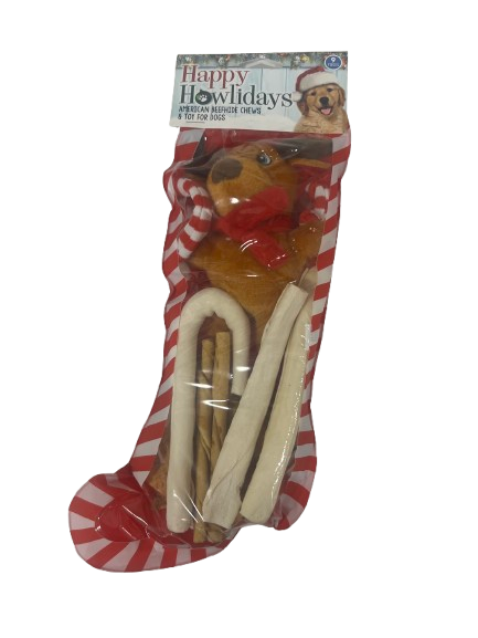 Pet Factory Happy Howlidays Christmas Dog American Beefhide Chews & Toy Dog Stocking