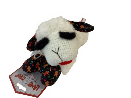 MultiPet Lamb Chop Christmas Dog Toy- Gingerbread Print -10.5"
