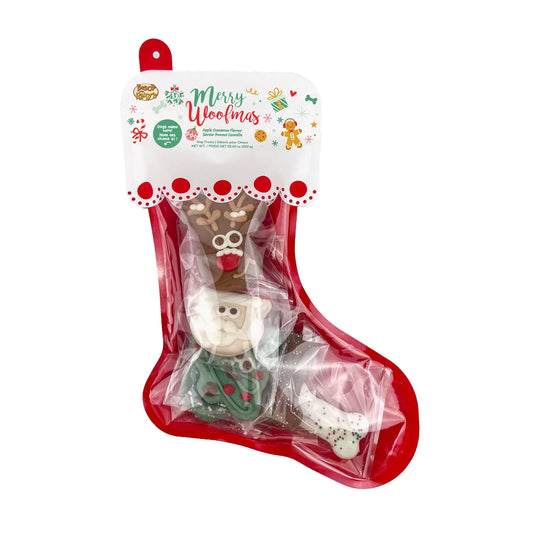 Midlee Christmas Dog Treats Filled Stocking- Pre- Made Christmas Pet Gift