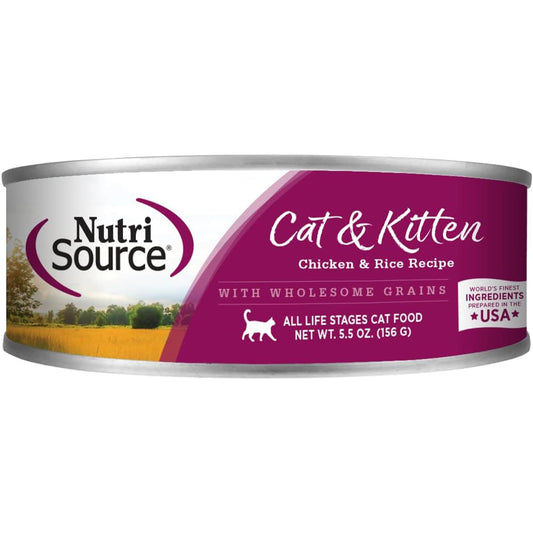 NutriSource Chicken and Rice Canned Cat Food - 5.5 oz (Pack of 12)