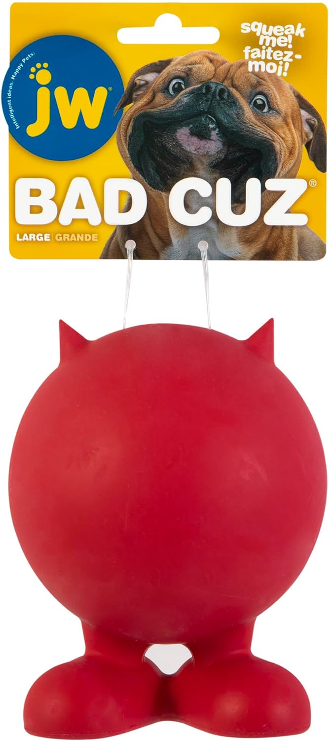 JW Pet Bad Cuz Rubber Squeaker Dog Toy - Large (5" Tall)