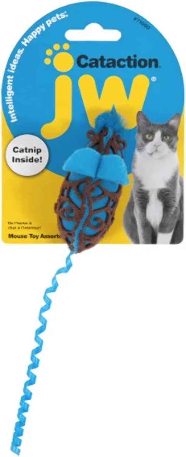 JW Pet Cataction Catnip Mouse Cat Toy With Rope Tail