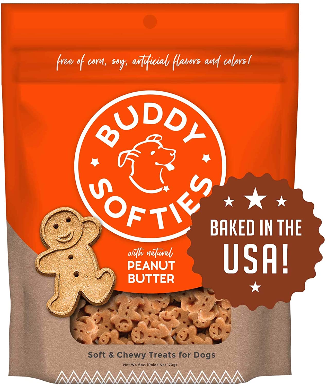 Cloud Star Buddy Biscuits, Soft & Chewy Treats for S & Large Dog, Peanut Flavor 6 oz, 4 Pack