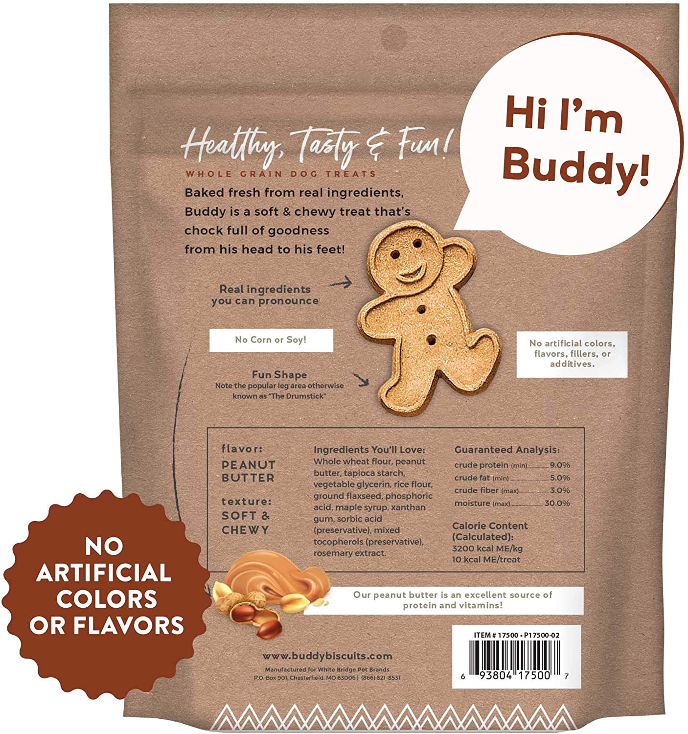 Cloud Star Buddy Biscuits, Soft & Chewy Treats for S & Large Dog, Peanut Flavor 6 oz, 4 Pack