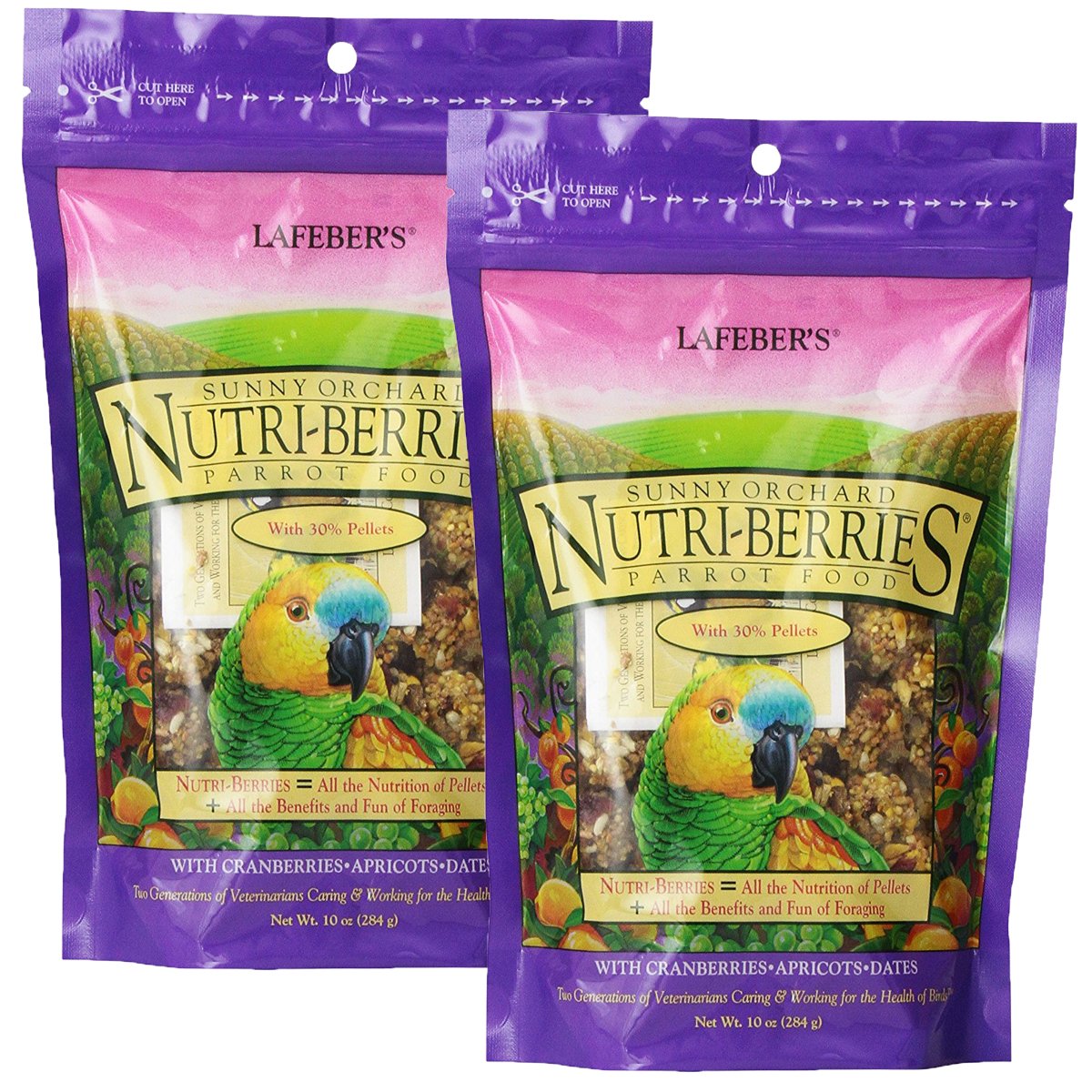 Lafeber's Gourmet Sunny Orchard Nutri-Berries for Parrots 10 oz bag (2 Pack)