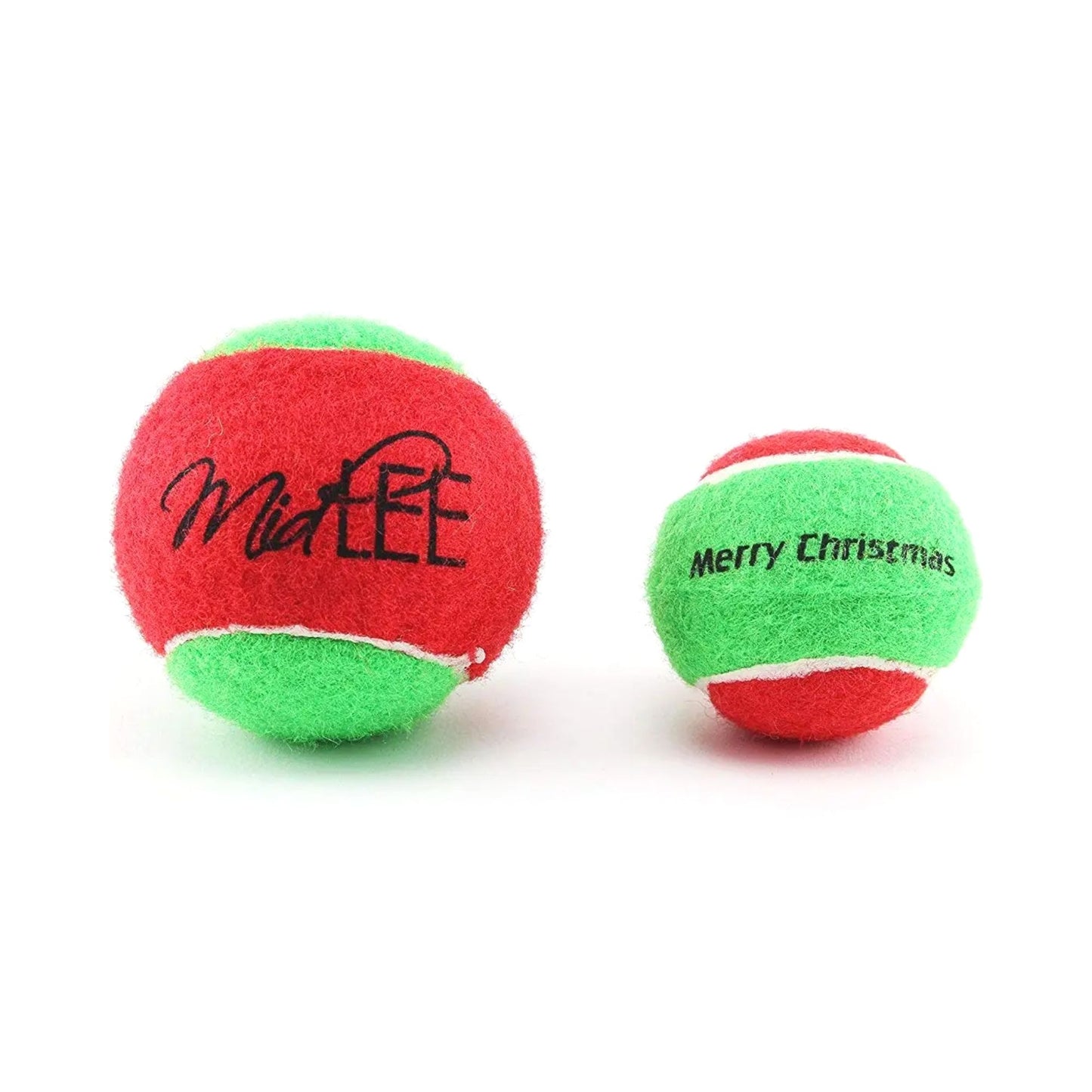 Midlee Candy Cane Tennis Balls Dog 1.5" Balls with Squeaker- Set of 6