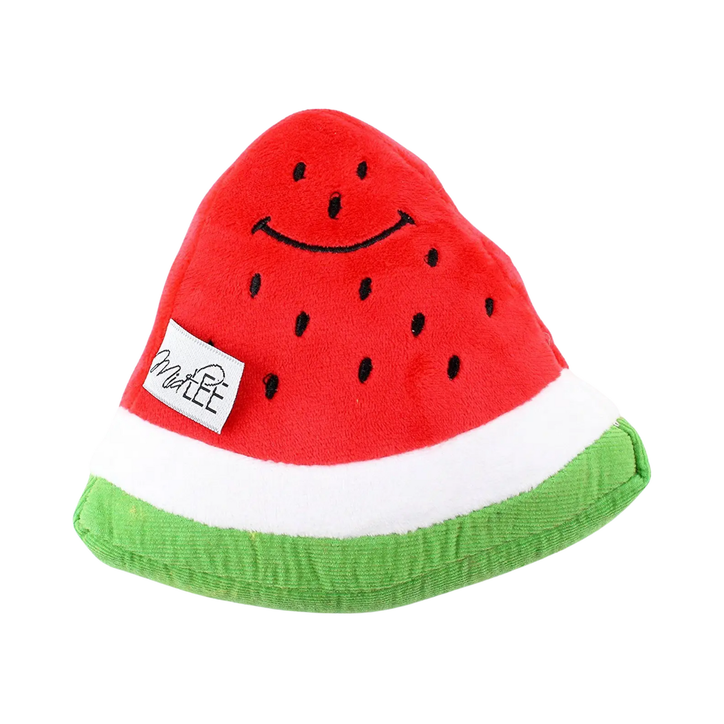 Midlee Smiley Watermelon Squeaker Plush Dog Toy