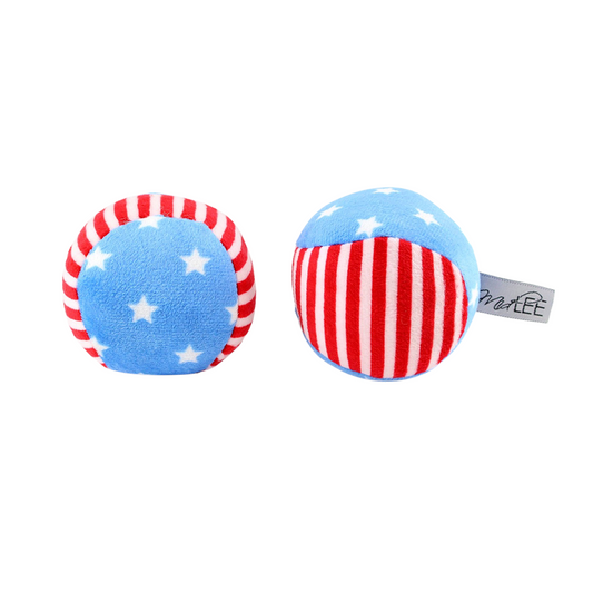 Midlee Star & Stripes 4th of July Dog Ball Toy 3" Pack of 2 (Small)