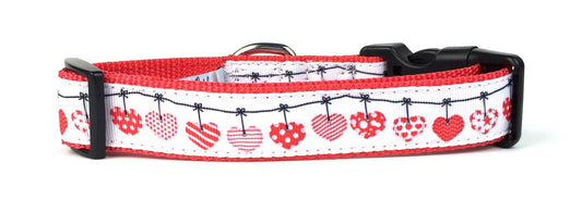 Midlee Medium Valentine Hanging Hearts Nylon Ribbon Dog Collar