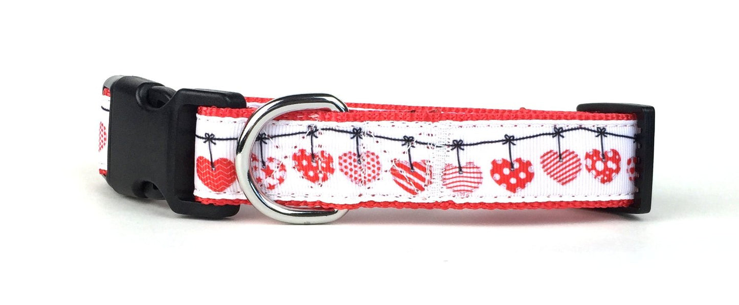 Midlee Medium Valentine Hanging Hearts Nylon Ribbon Dog Collar